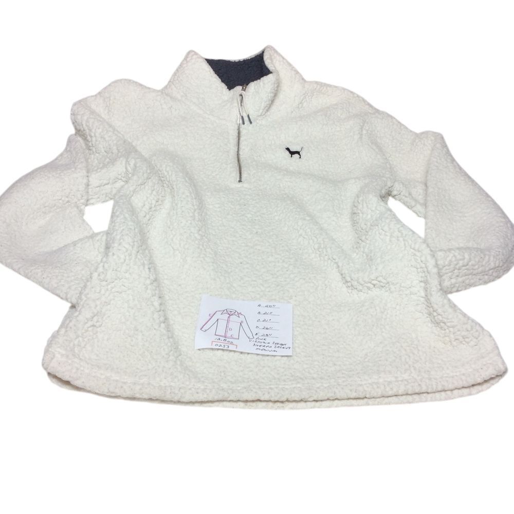 PINK Victoria's Secret Boyfriend Teddy Bear Sherpa Fleece Jacket White Medium